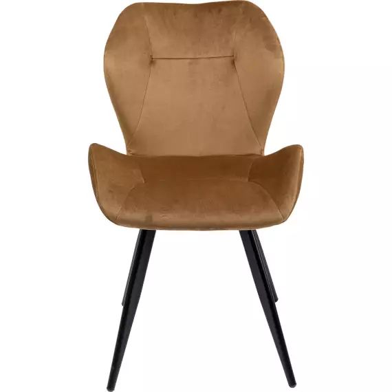 Chaise rétro en velours marron et acier noir