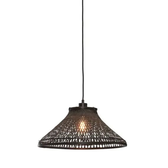 Suspension bambou abat-jour bambou noir, h. 20cm