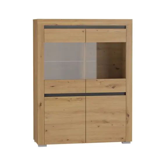 Vaisselier 4 portes panneaux stratifiés naturel et gris anthracite