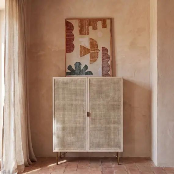 Armoire 2 portes cannage en rotin