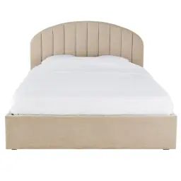 Lit coffre beige 140×200 avec sommier à lattes