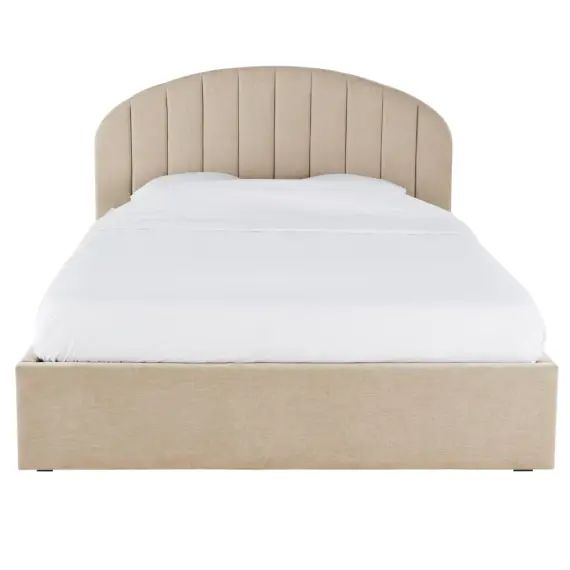 Lit coffre beige 140×200 avec sommier à lattes