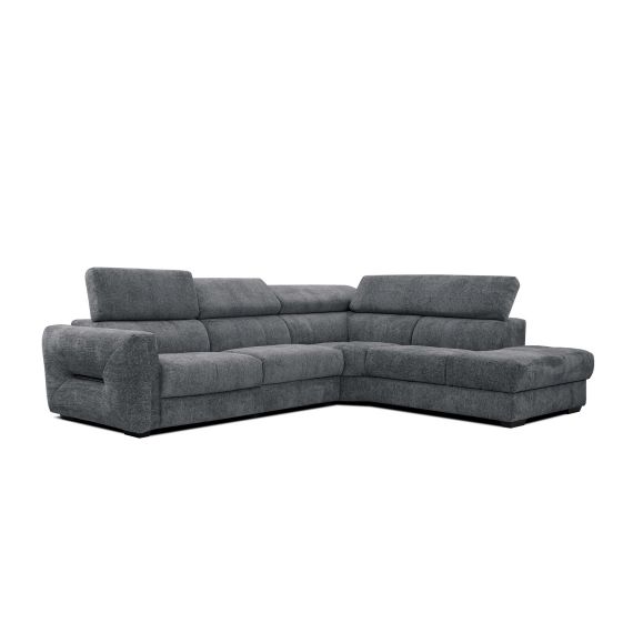 Canapé d’angle droit 5 places tissu gris foncé