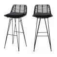 image de tabourets de bar scandinave 2 chaises de bar design en rotin 75cm noir