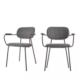 Auxtina – Lot de 2 chaises en tissu et métal