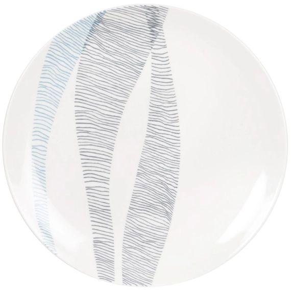 Assiette plate en porcelaine blanche et bleue à motifs