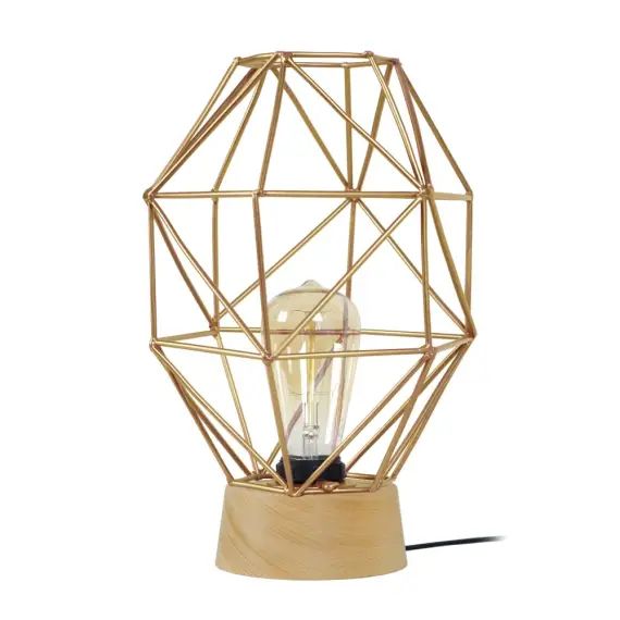 Lampe de chevet bois  naturel et doré
