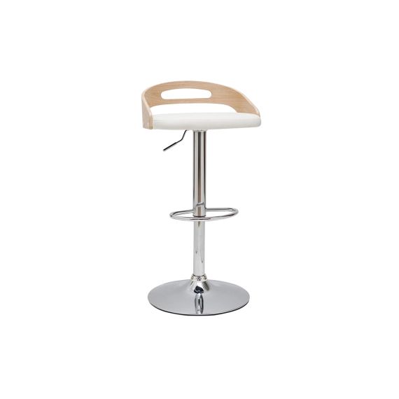 Tabouret de bar réglable design bois clair et blanc MANO