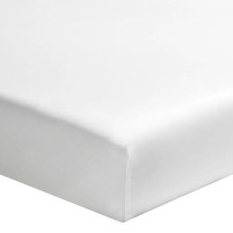 Drap housse uni en percale de coton blanc 160×220