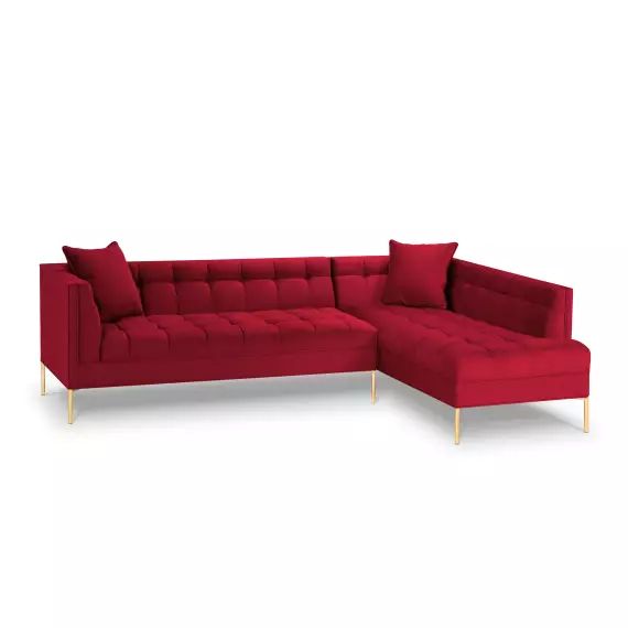 Canapé d’angle velours rouge 5 places