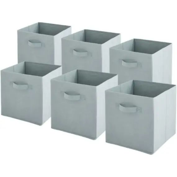 Lot de 6 paniers  pliables en tissu sauge 31x31x31cm