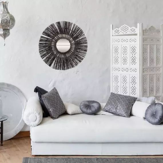 Miroir rond Lodge bambou noir diam.76 cm