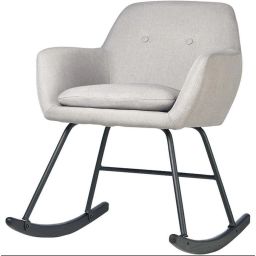 Rocking chair assise tissu gris clair pieds métal noir
