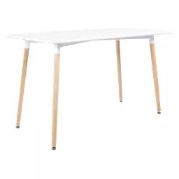 Table à manger style scandinave blanche et bois de hêtre