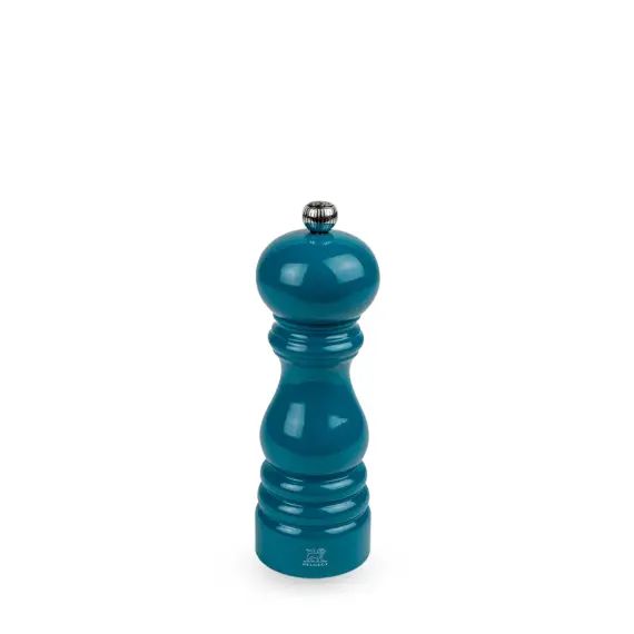 Moulin à poivre manuel en bois laqué bleu pacifique 18 cm
