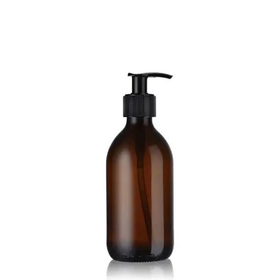Distributeur de savon noir 300ml verre ambré