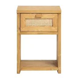 Table de chevet avec tiroir en bois d&rsquo;épicéa de couleur naturelle
