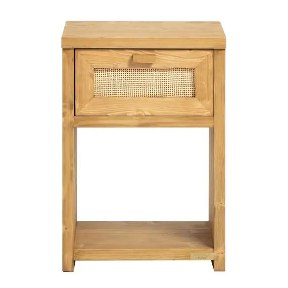 Table de chevet avec tiroir en bois d&rsquo;épicéa de couleur naturelle