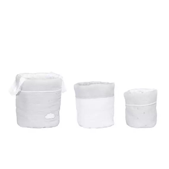 Lot de 3 paniers de rangement en coton gris