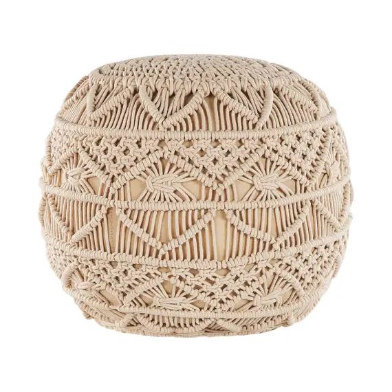 Pouf en coton beige ⌀ 40 cm