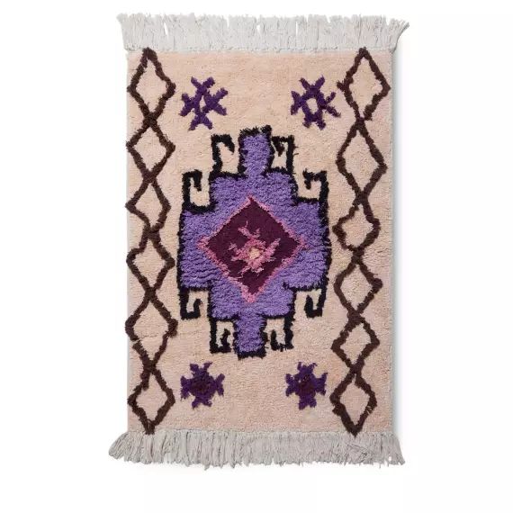 Ibra – Tapis de bain d’inspiration orientale en coton – Couleur – Violet, Dimensions – 60x90cm