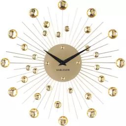 Horloge ronde en métal sunburst 30 cm doré