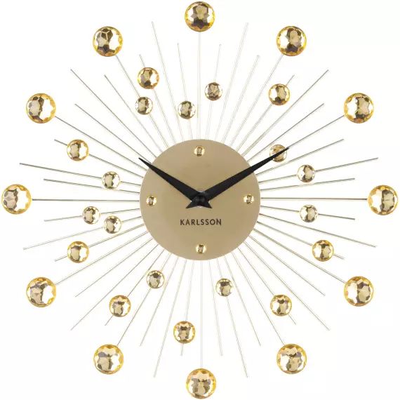 Horloge ronde en métal sunburst 30 cm doré