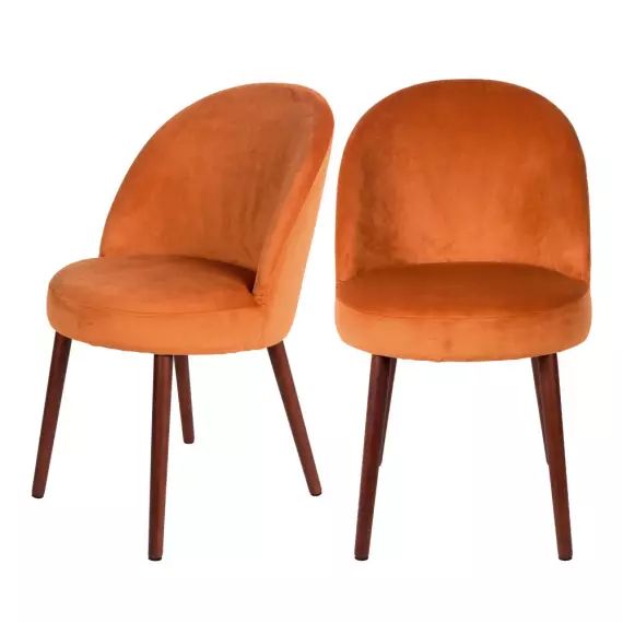 Barbara – Lot de 2 chaises en velours – Couleur – Orange