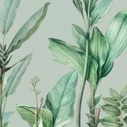 Papier peint panoramique Panorama jungle fibre vert menthe intissé l.424 x H.280