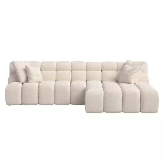 Canapé d’angle droit 2 places  tissu beige