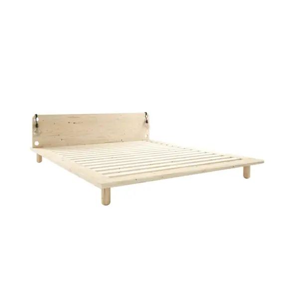 Lit en bois avec lampes de chevets 140x200cm