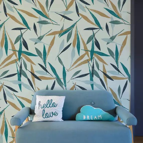 Papier peint panoramique empreintes végétales 450 x 250  couleurs