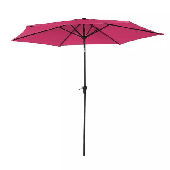 Parasol droit rond 2,70m en aluminium et toile fuchsia