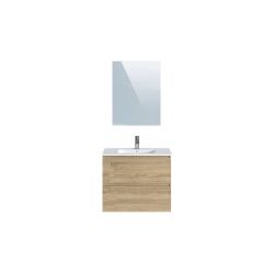 Ensemble meuble+vasque+miroir TRITTON coloris bois clair