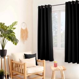 Rideau uni isolant et thermique polyester noir 180 x 140