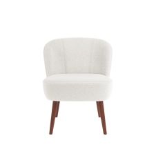 Petit fauteuil de salon, blanc effet laine bouclée