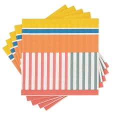 Serviettes en papier motifs orange, jaunes et bleus (x20)