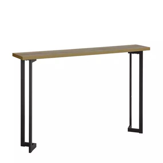 Table console industrielle en métal et bois