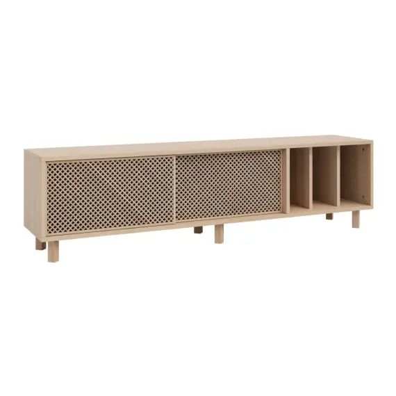 Meuble TV en bois massif – trois séparateurs verticaux – 170 cm