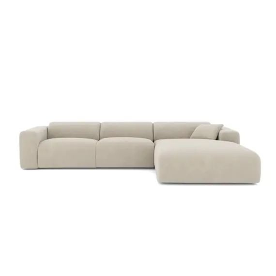 Canapé grand angle droit velours texturé beige