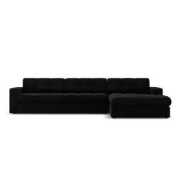 Canapé d’angle 4 places en velours noir