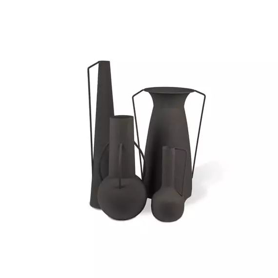 Vase Roman en Métal, finition sablée mate – Couleur Noir – 25 x 51.68 x 25 cm – Designer MODO architettura + design