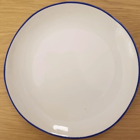Assiette plate en céramique blanche et liseré bleu (par 4) Baltique Maison Tilleul