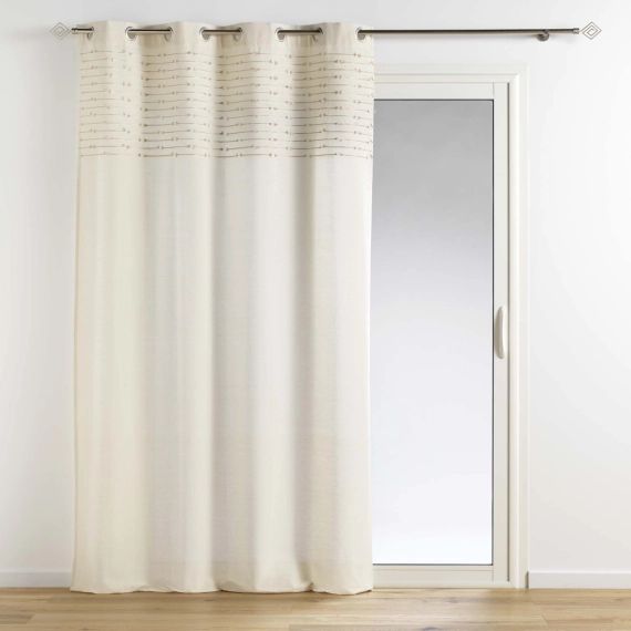 Rideau uni 100% coton à œillets coton blanc 240×140