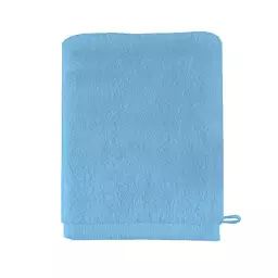 Gant de toilette en coton turquoise 16×21