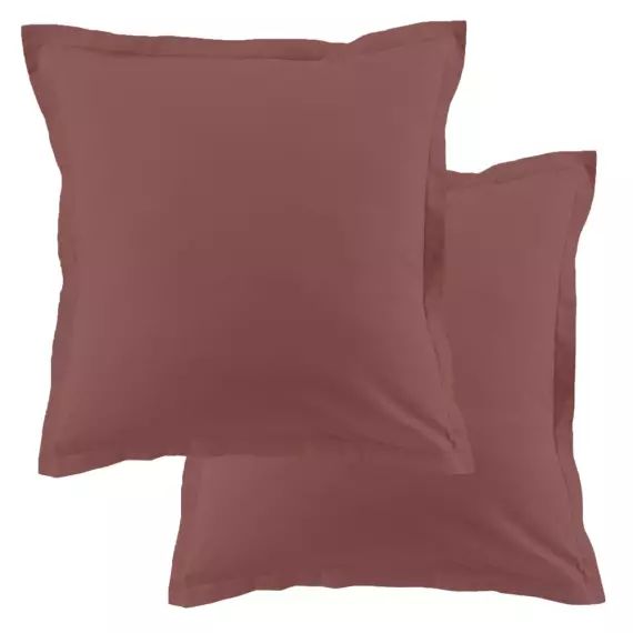 Lot de 2 taies d’oreiller carrées coton rouge 63×63 cm