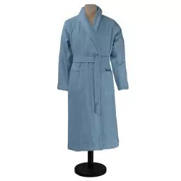 Peignoir de bain uni en coton bleu Baltique M