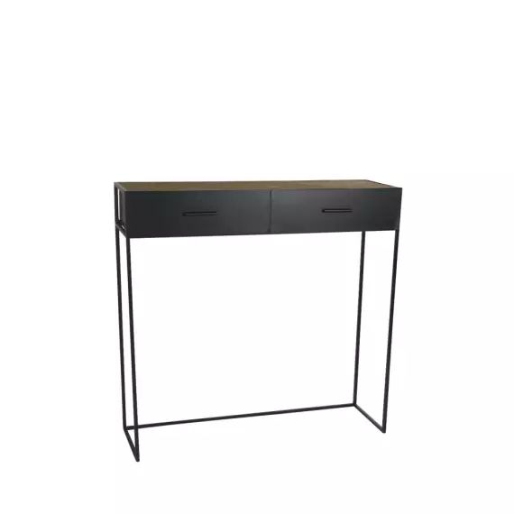Eszential – Console 2 tiroirs en fer et bois – Couleur – Noir