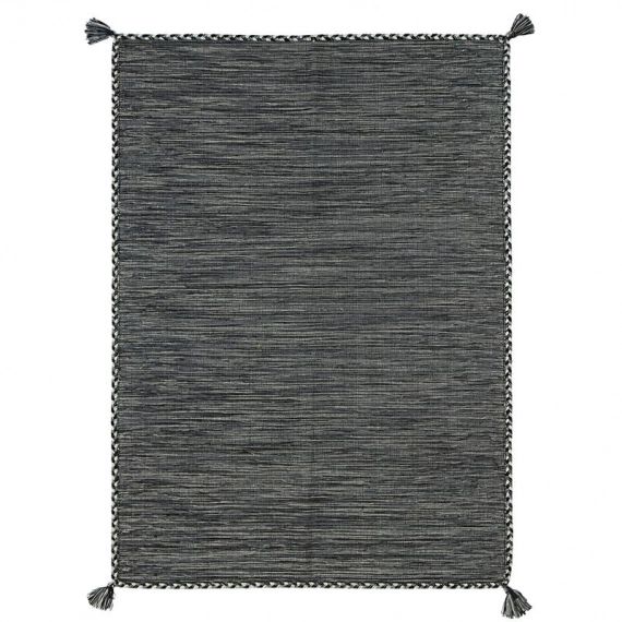 Tapis 100% coton tissé et tressé gris 190×290