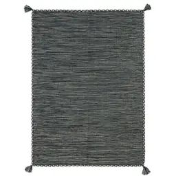 Tapis 100% coton tissé et tressé gris 190×290